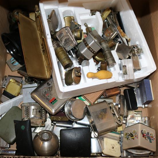 172 lighters including novelty and 2 x silver cased lighters